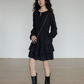 Round Neck Linen Long Sleeve Dress VAS0152