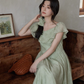 Frill Collar Green Long Dress SMS0012