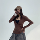 Slim Zip Long Sleeve Tops YLS0733