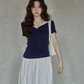 V-neck Navy Blue Dress SMS0025