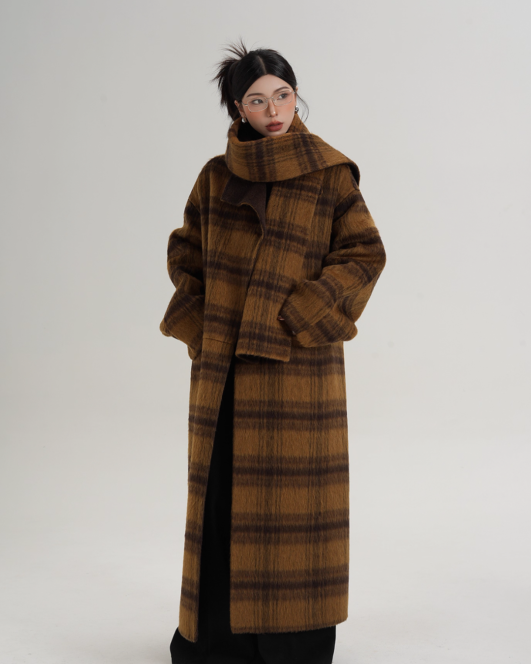Plaid Long Wool Coat SRS0390
