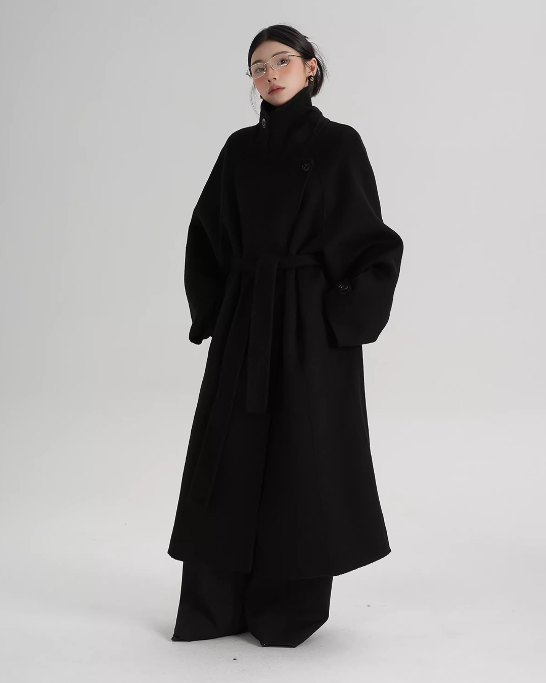 Stand Collar Long Loose Wool Coat SRS0361