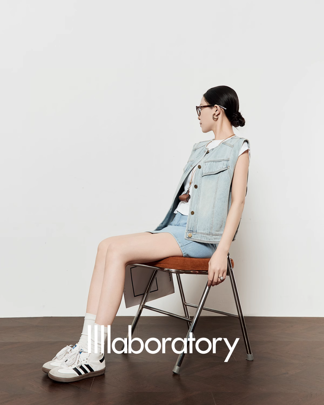 Light Blue Round Neck Denim Vest LLA0451