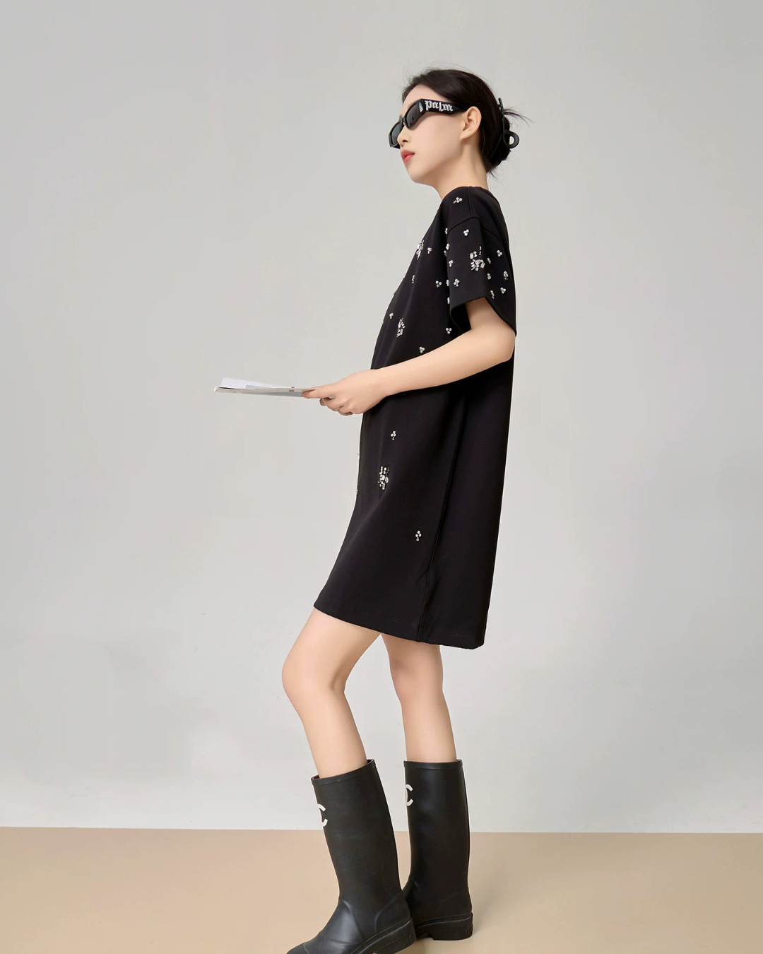 Rhinestone T-shirt Dress FER0124