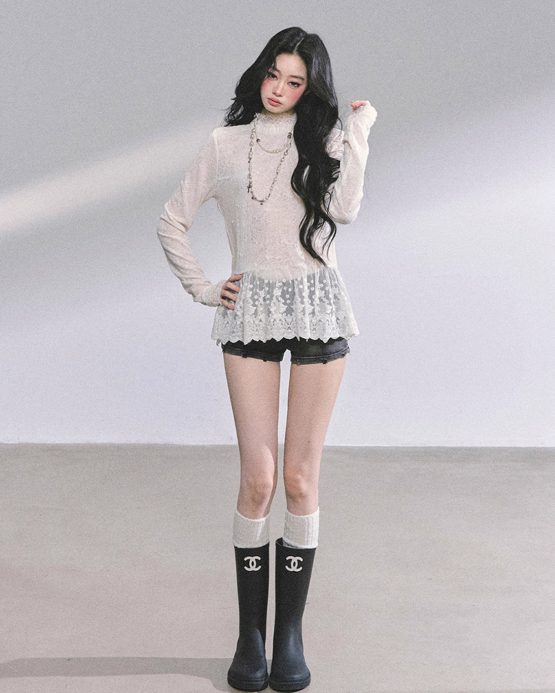 Mock neck Long Sleeve Hollow Top LAS0040