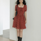 Square Neck Flower Mini Dress VAS0195