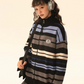 Retro Turtleneck Border Cardigan EZK0002