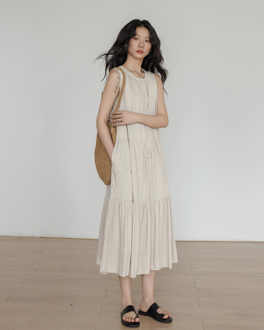 Tiered Gathered Long Dress VAS0119