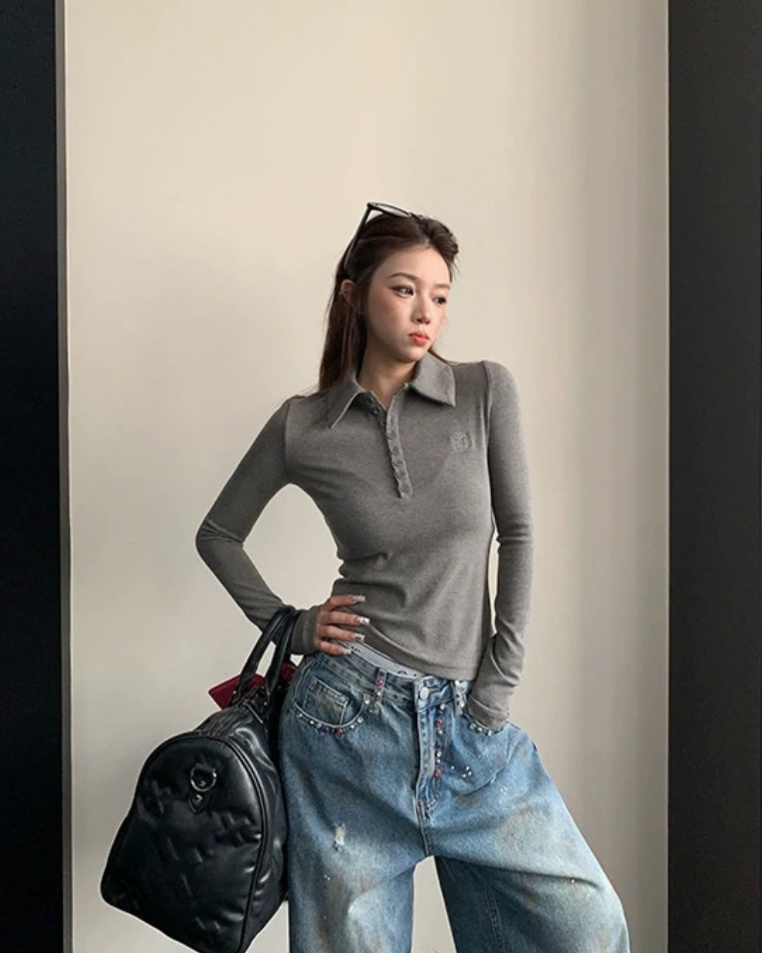 Half-Button Slim Top YLS1052