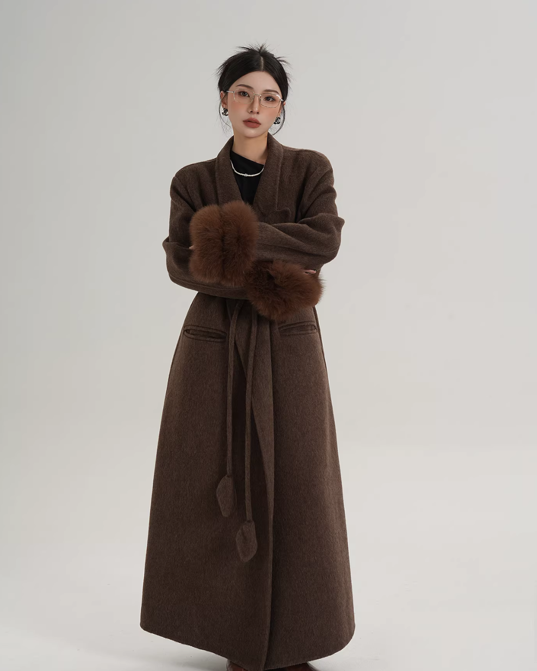 Fur Cuff Long Coat SRS0403