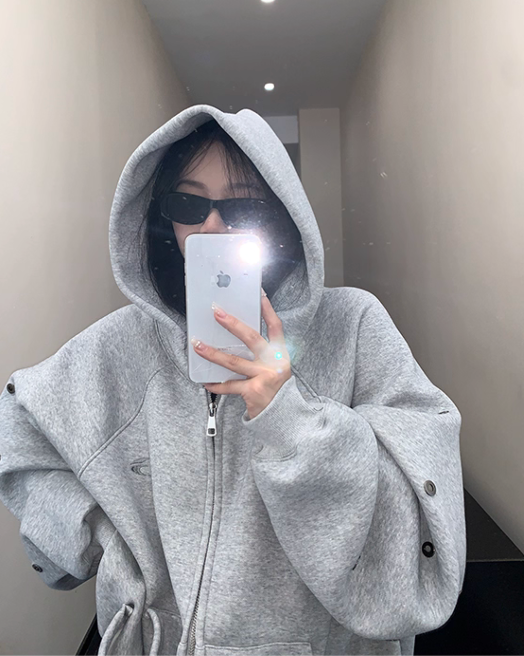 Hollow Out Zip Up Hoodie YLS0988