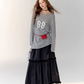 Number Logo Long Sleeve Top / Plaid Maxi Skirt  ASG0002