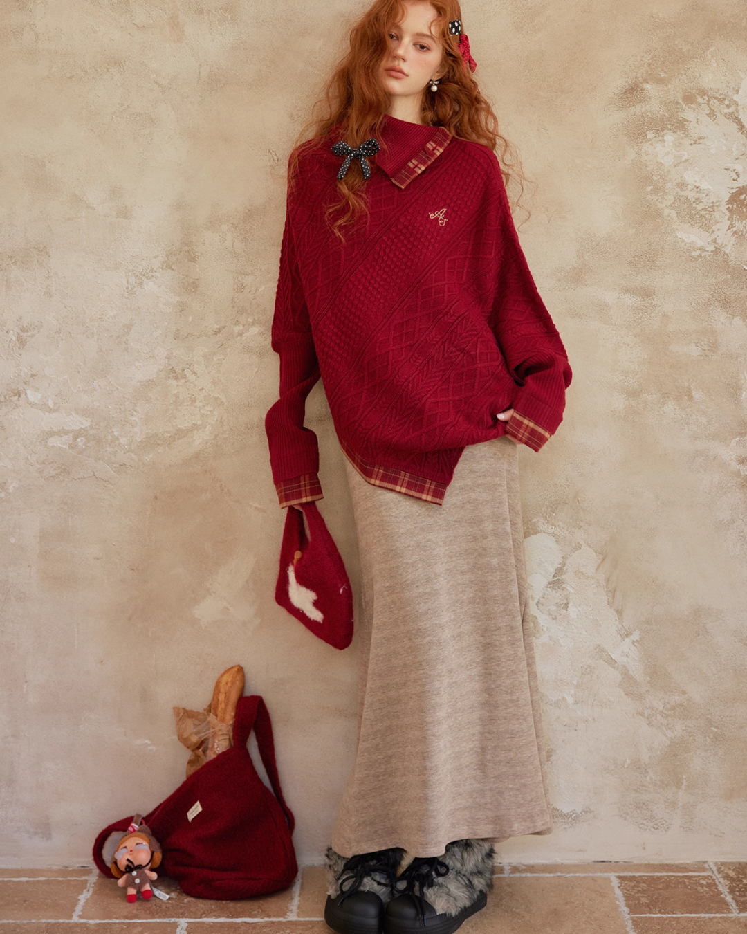 Cable Knit Poncho ASG0055