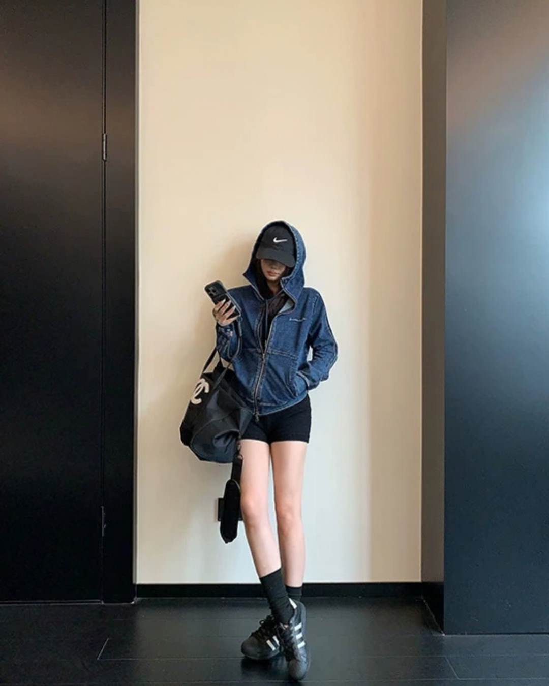 Denim Zip-Up Hoodie YLS1041