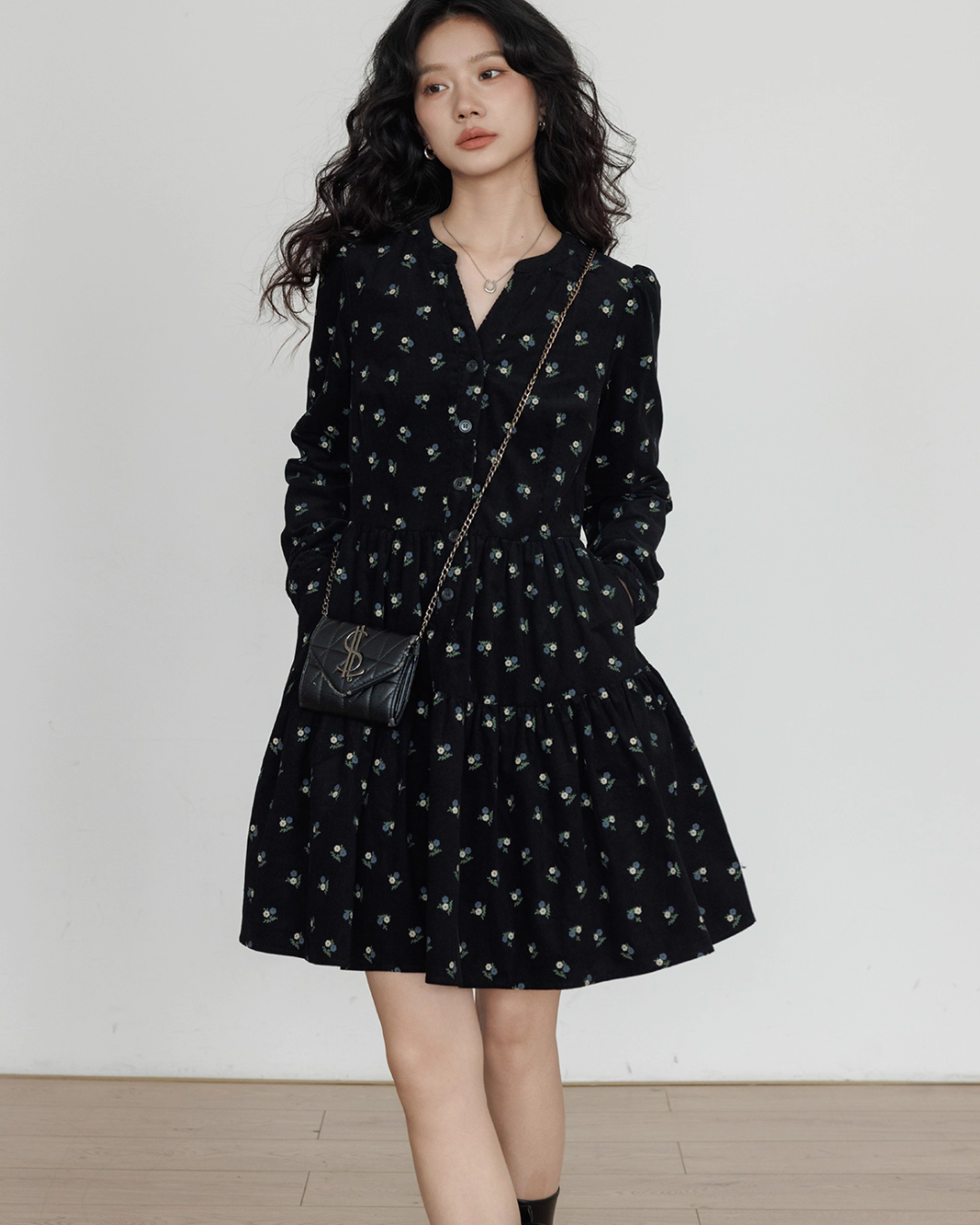 Small Floral Print Flare Dress VAS0163