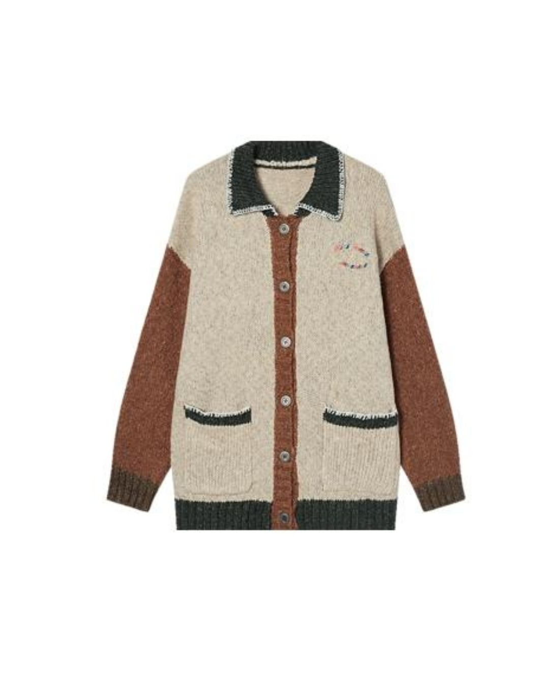 Contrast Color Knit Jacket IMO0111