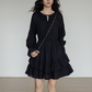 Round Neck Linen Long Sleeve Dress VAS0152