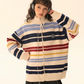 Retro Turtleneck Border Cardigan EZK0002