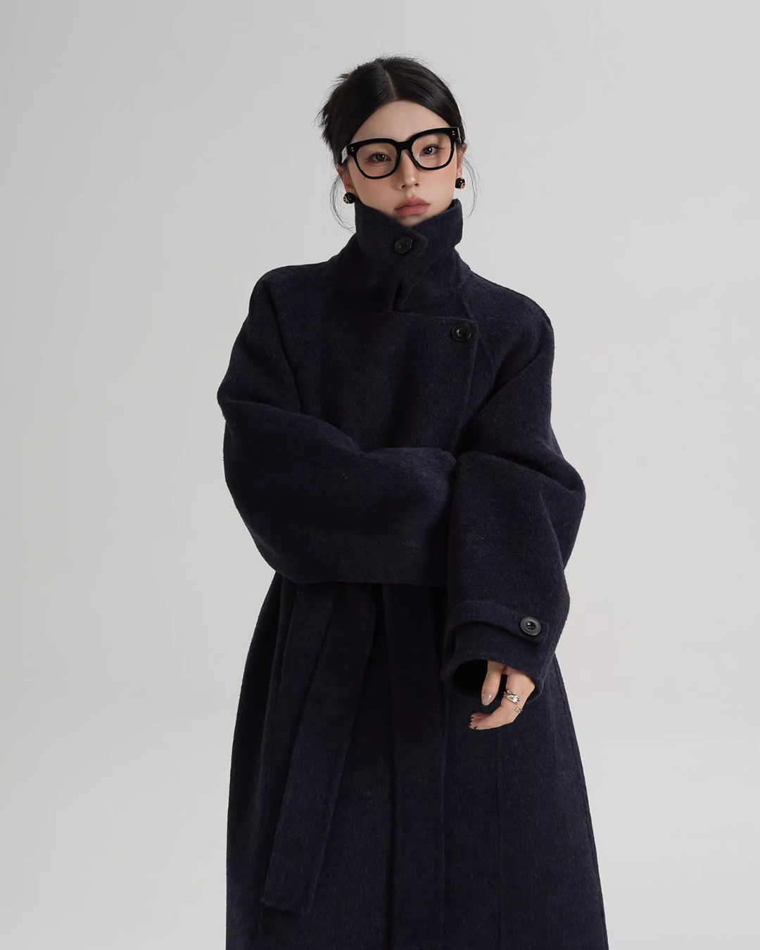 Stand Collar Long Loose Wool Coat SRS0361