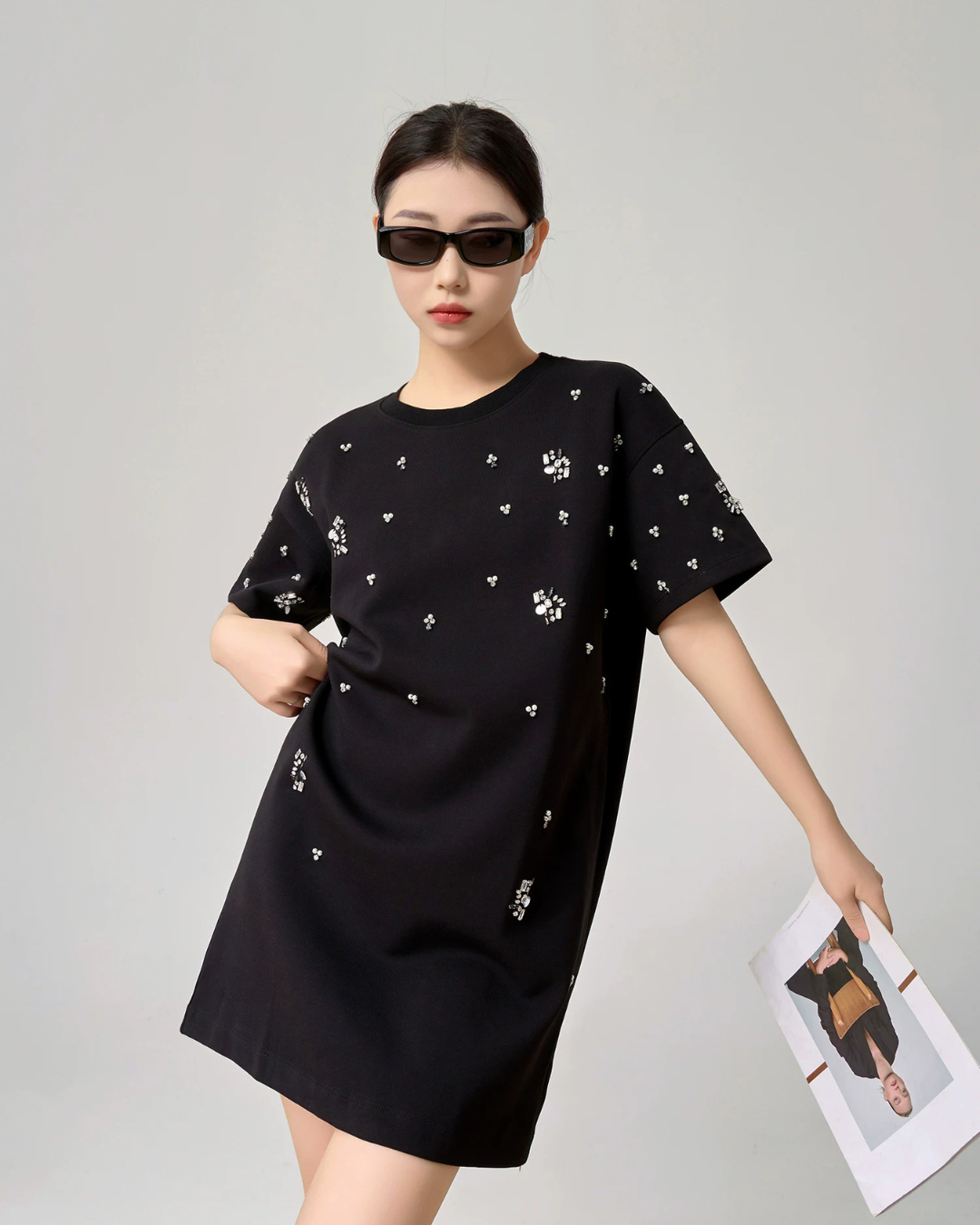 Rhinestone T-shirt Dress FER0124