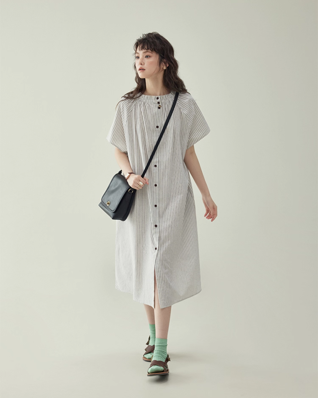 French Striped Shirt Dress  AMU0038