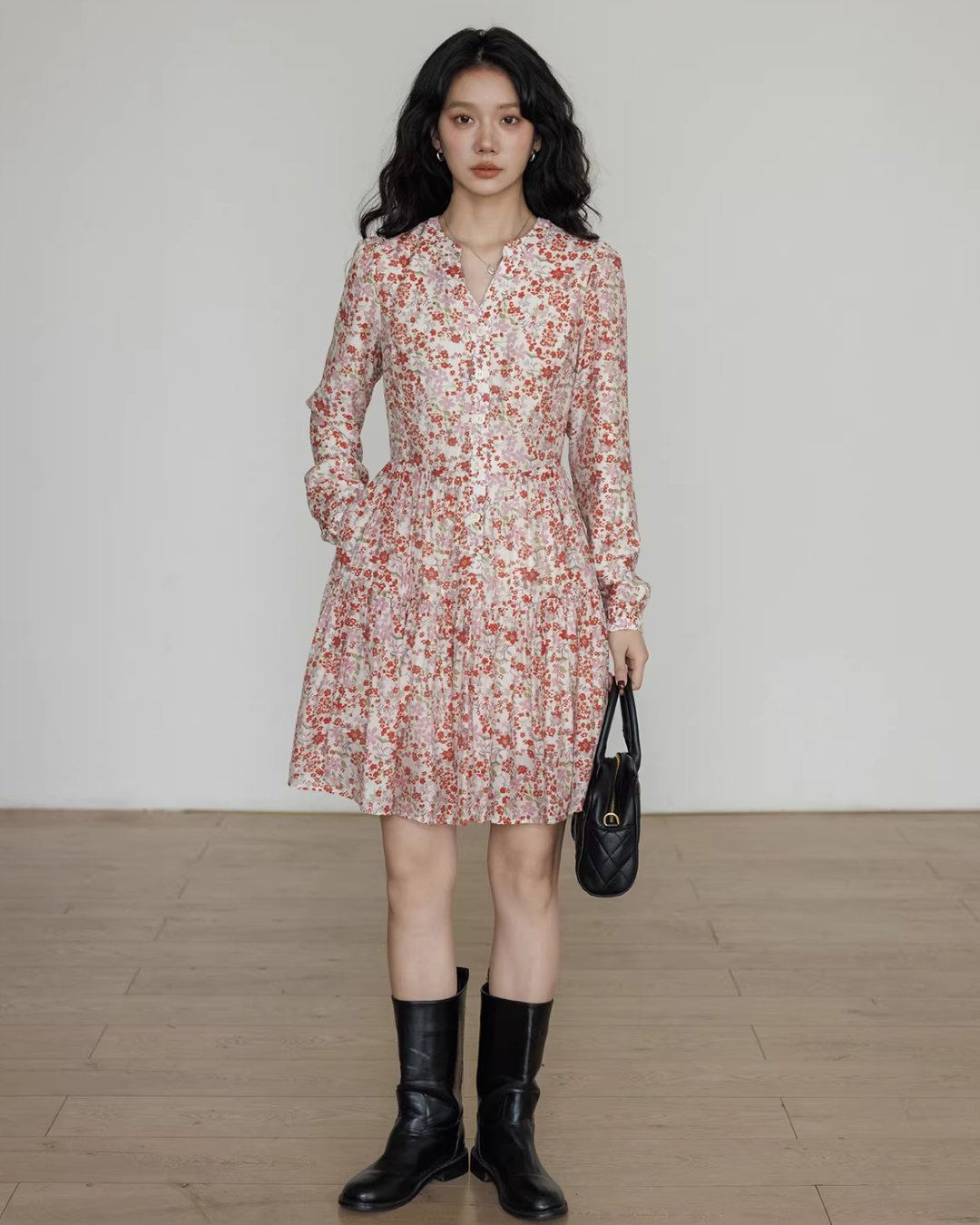V-Neck Floral Dress VAS0193