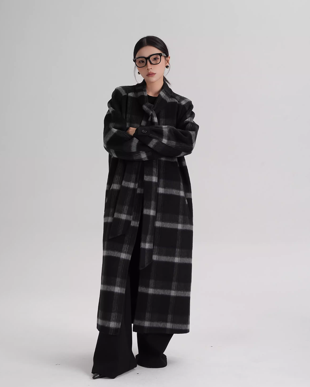 Tie Collar Long Coat SRS0384