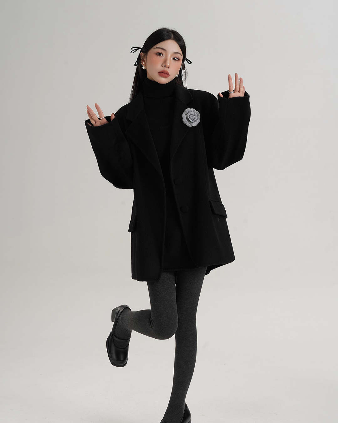 Rose Motif Wool Jacket / Cami Knit Dress SRS0386