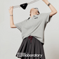 Polo Knit Relax Tops / Stripe Pleated Skirt LLA0490