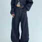 Dark Blue Denim Jacket / Wide Denim Pants YLS0912