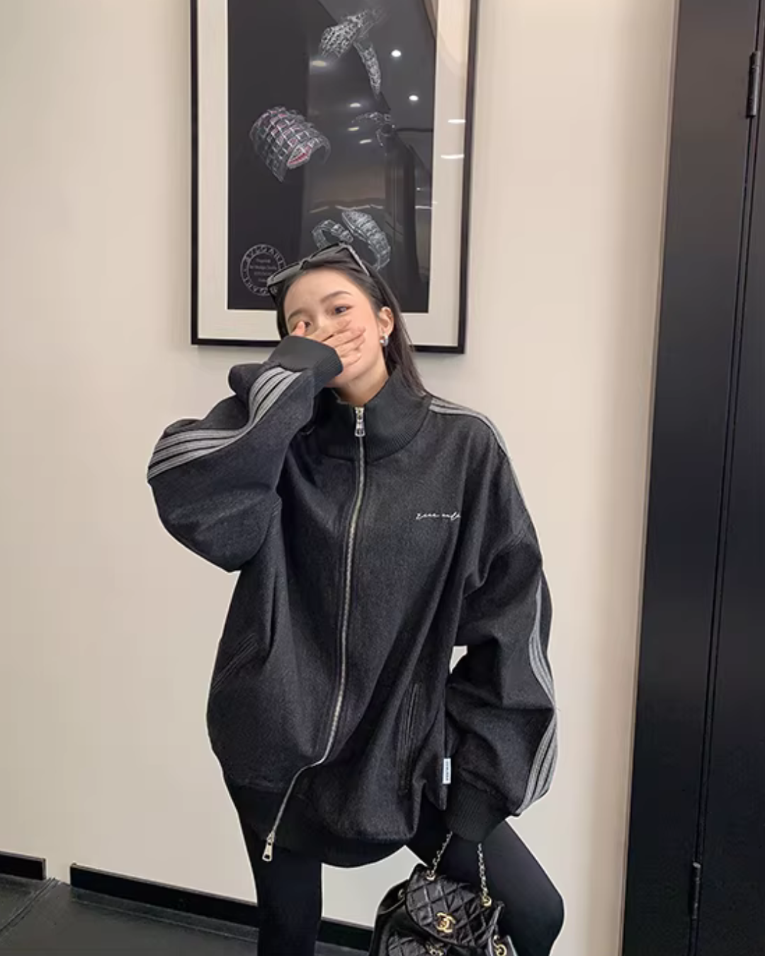 Sideline Denim Track Jacket YLS1017