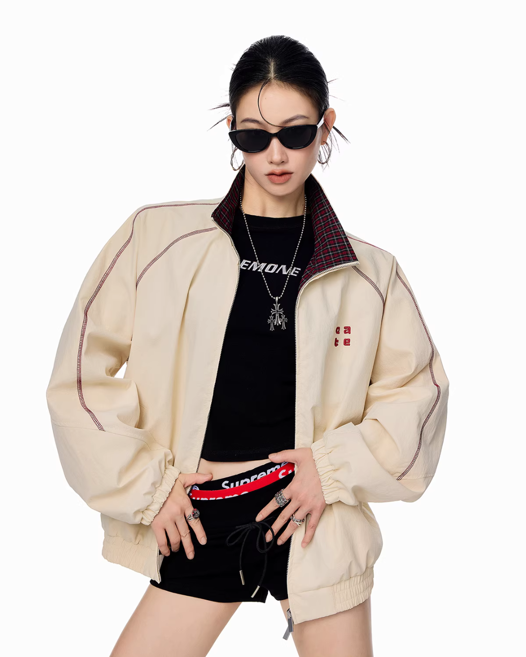 Double Zip Nylon Jacket ICM0086