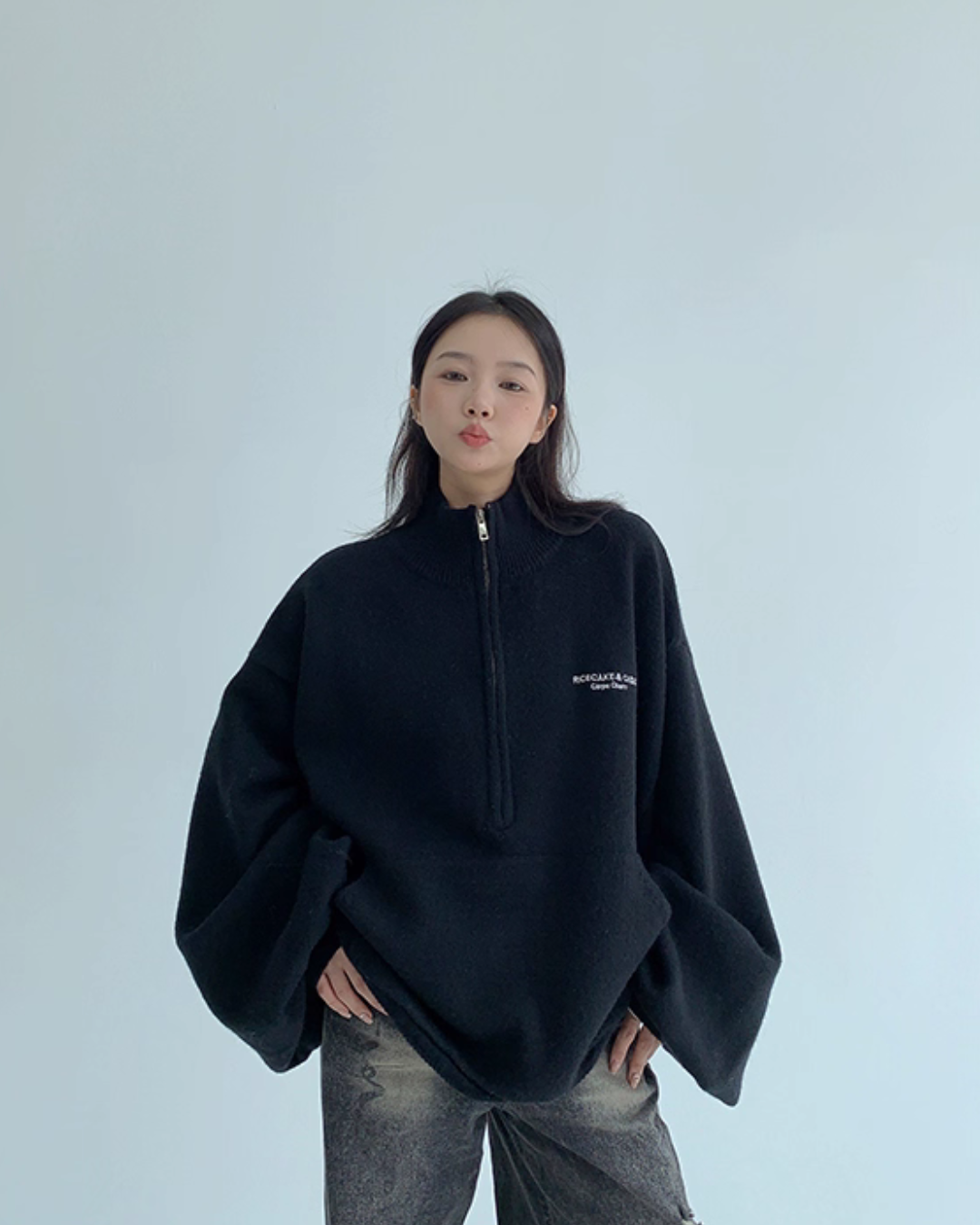 Half-Zip Sweatshirt Top YLS1009