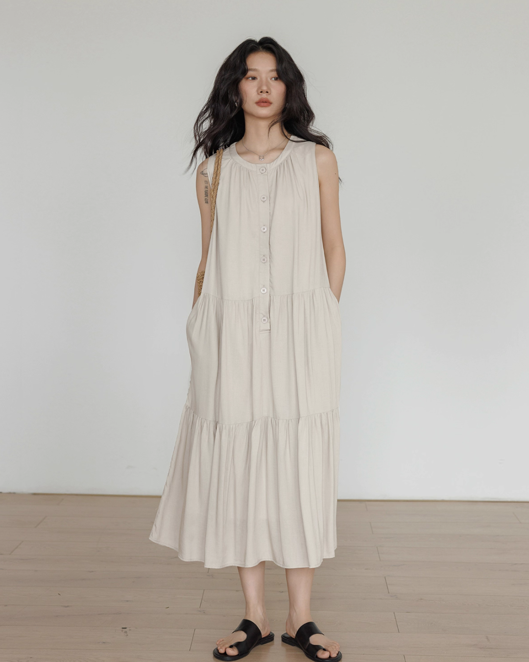 Tiered Gathered Long Dress VAS0119