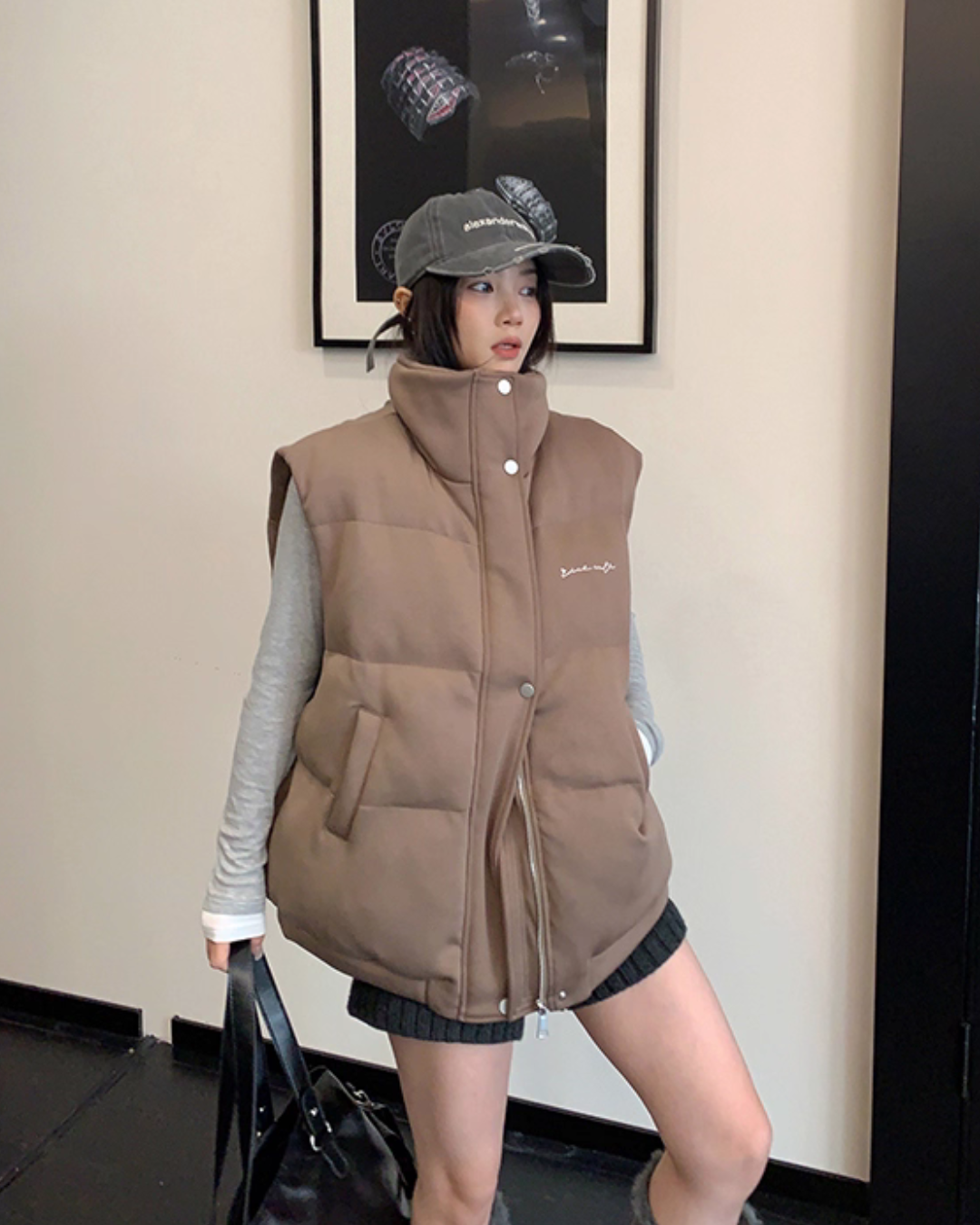 Stand Collar Cotton Down Vest YLS1012