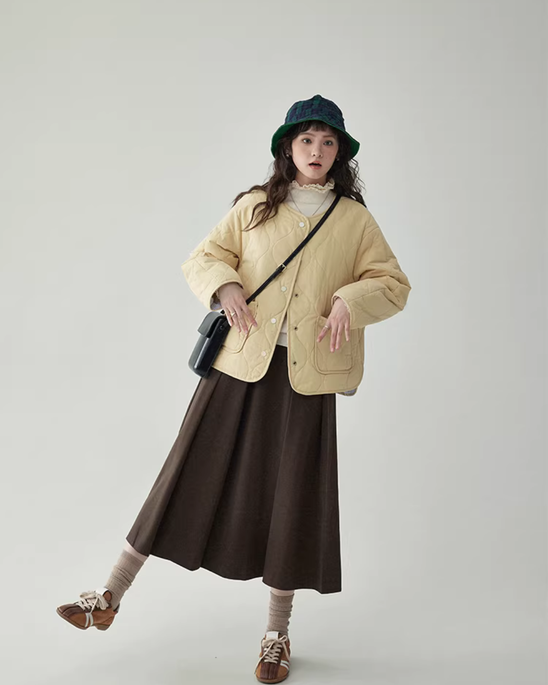 Wave Quilting Collarless Jacket AMU0045