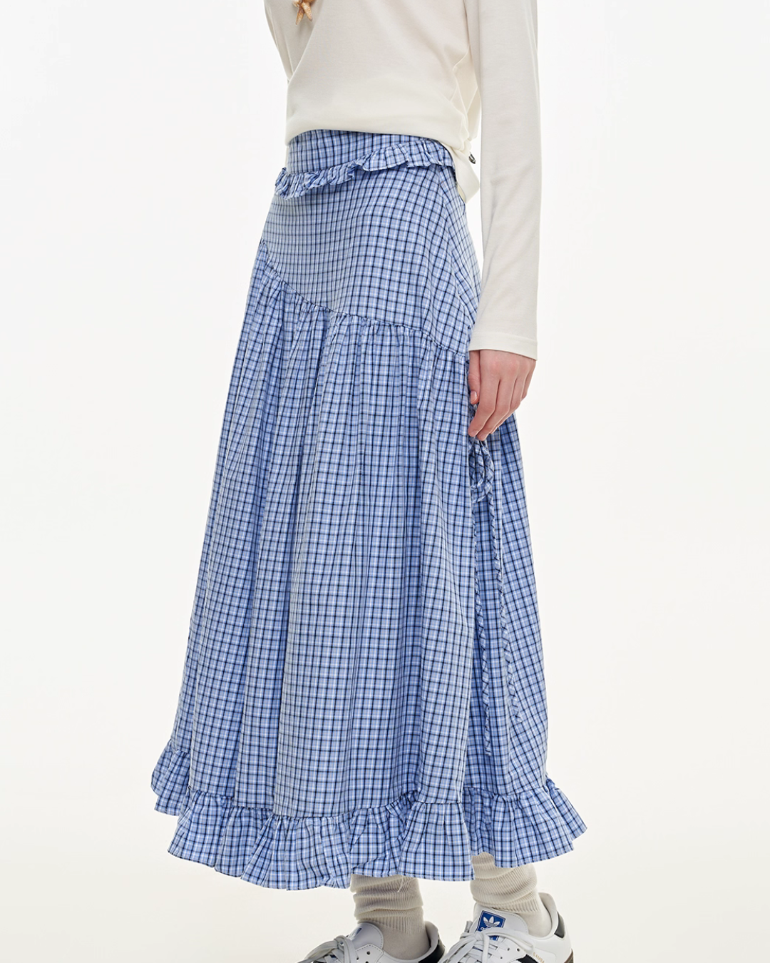 Retro Check Patchwork Jacket / A-Line Skirt MDB0011