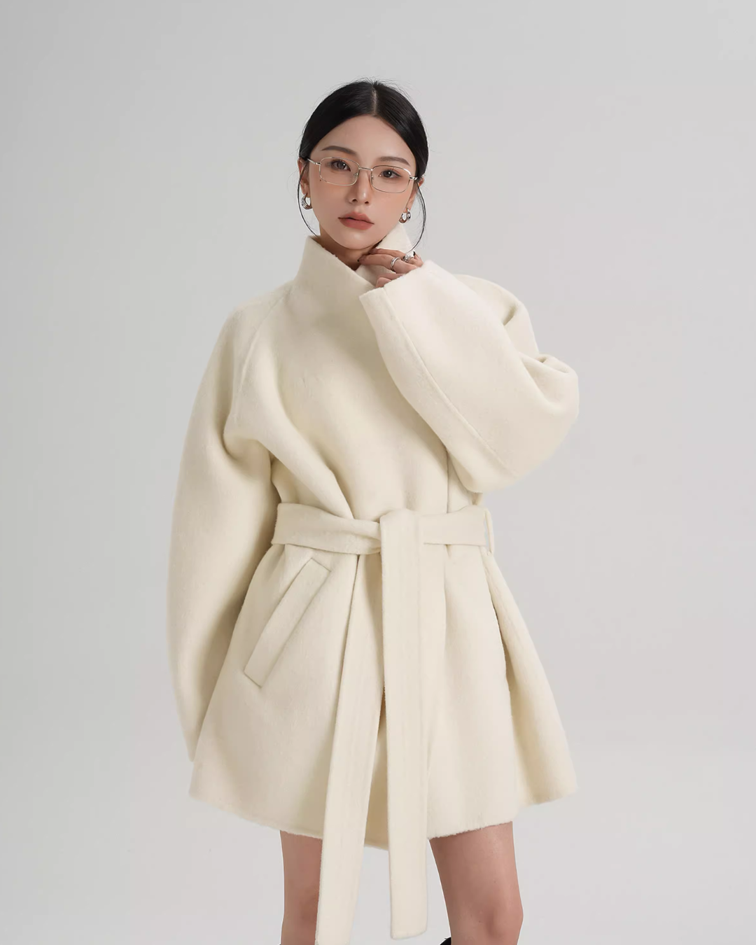 Mid Length Belted Wool Coat SRS0363
