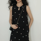 Flower Embroidery Pearl Button Long Dress VAS0203
