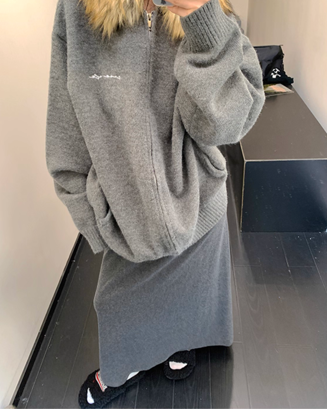 Fur Hood Knit Hoodie YLS0979