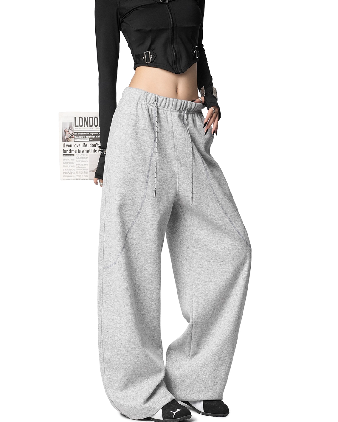 Color Contrast Stitch Sweat Pants ICM0105