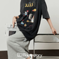 Vintage Print Short-Sleeve T-Shirt / Sweat Long Skirt LLA0653