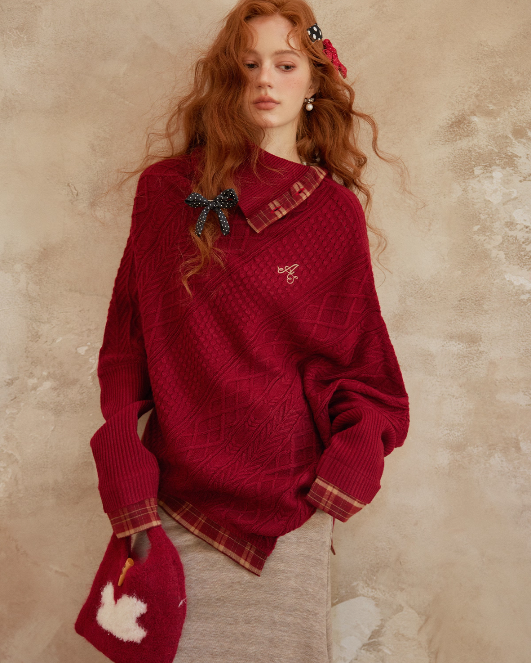 Cable Knit Poncho ASG0055