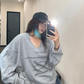 V-Neck Print Long Sleeve T-Shirt  YLS1044