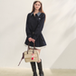 Plaid Lapel Black Dress ASG0067