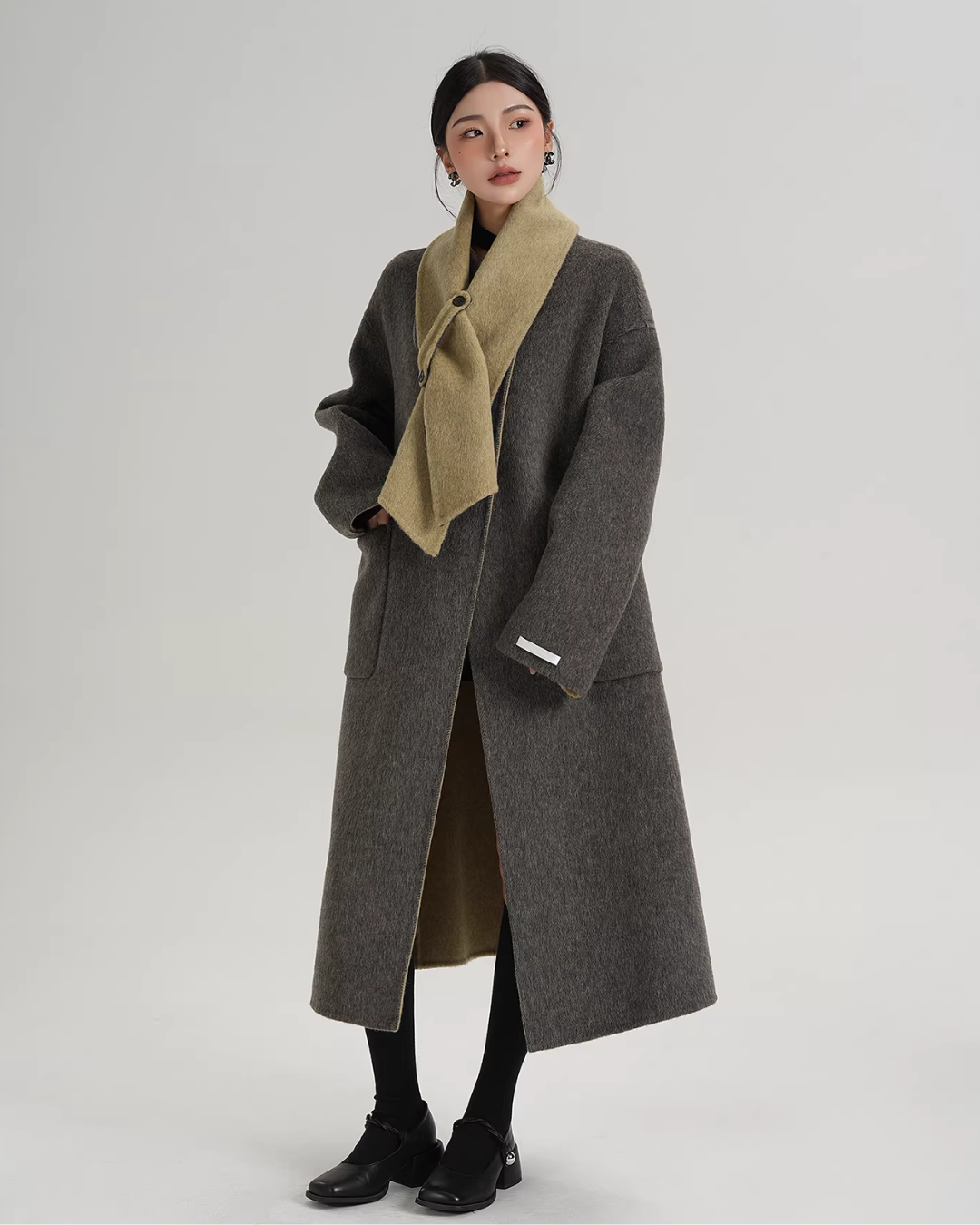 Scarf Collarless Coat SRS0412