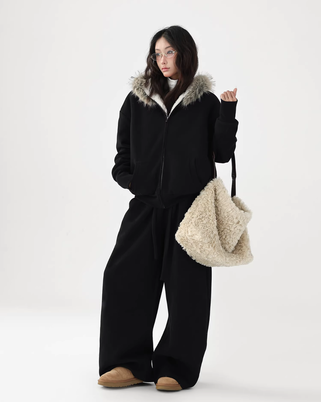 Fur Collar Fleece Hoodie/Casual Pants ACS0349