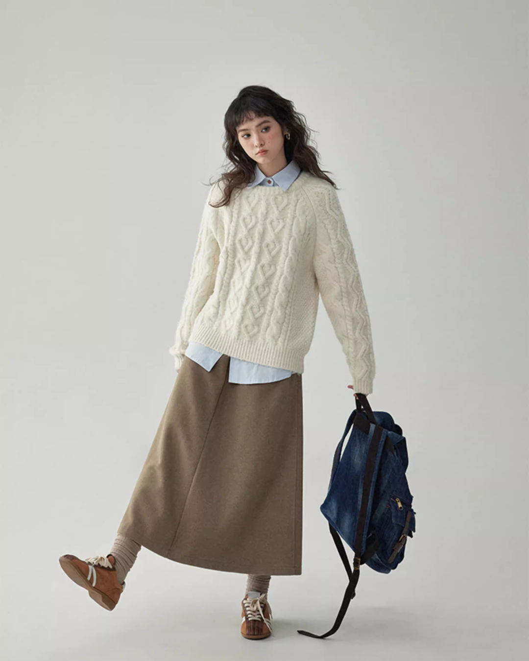 Round Neck Cable Knit Top AMU0042