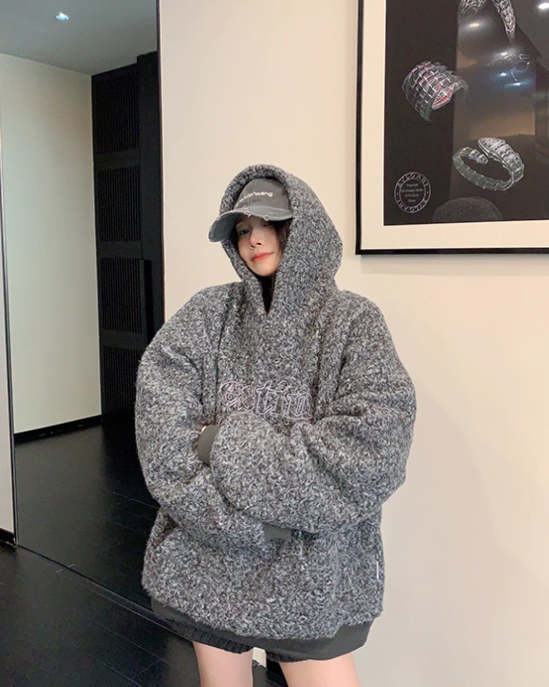 Retro Tweed Pullover Hoodie YLS1013