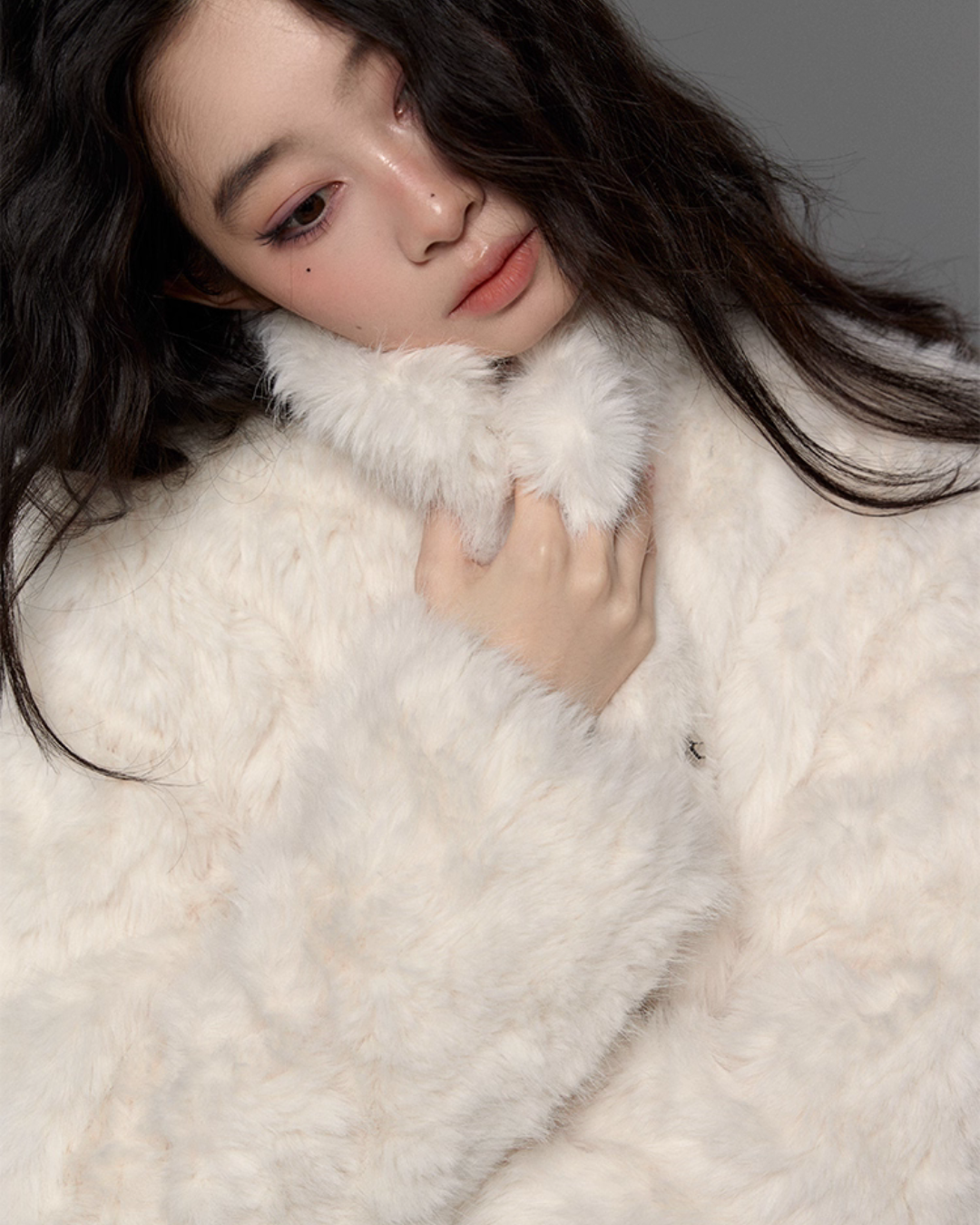 Stand Collar Fluffy Fur Jacket TRK0009